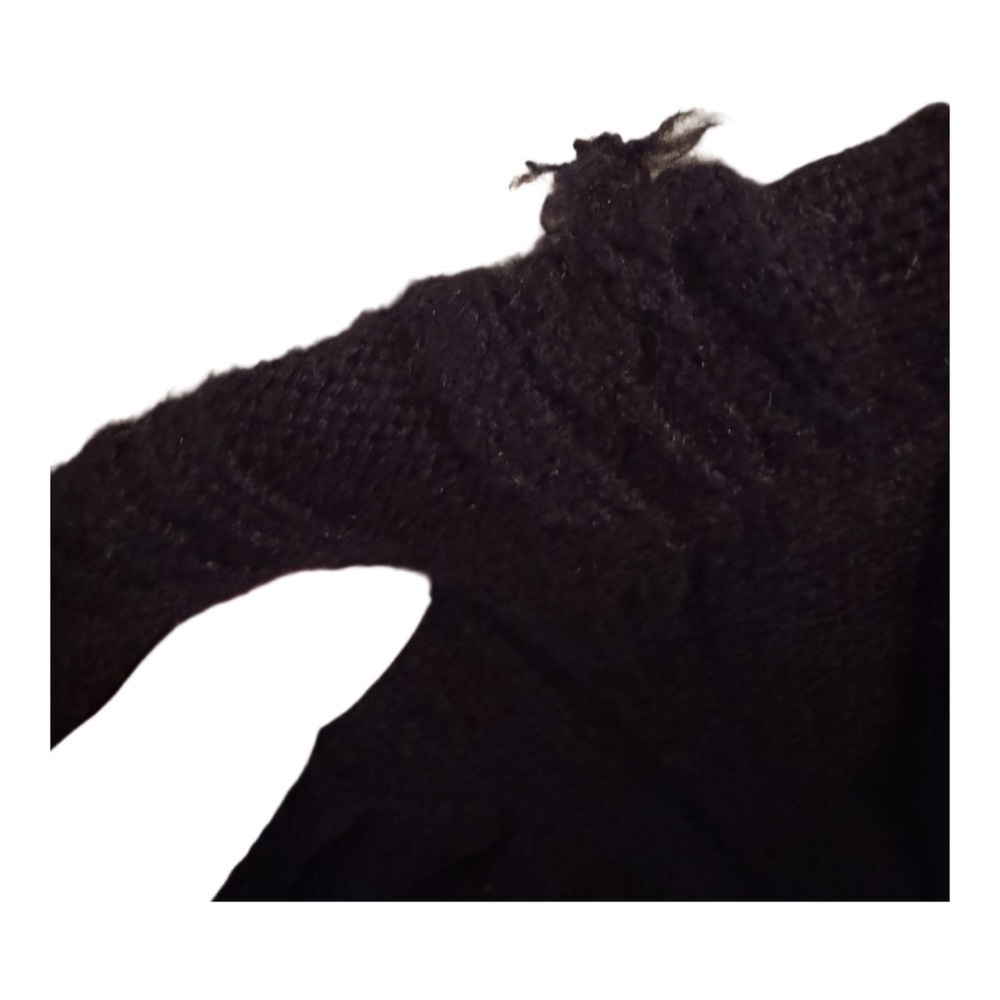 Black Ribbed Ruffle Mock Neck Sweater Dress - Picture 3 of 5